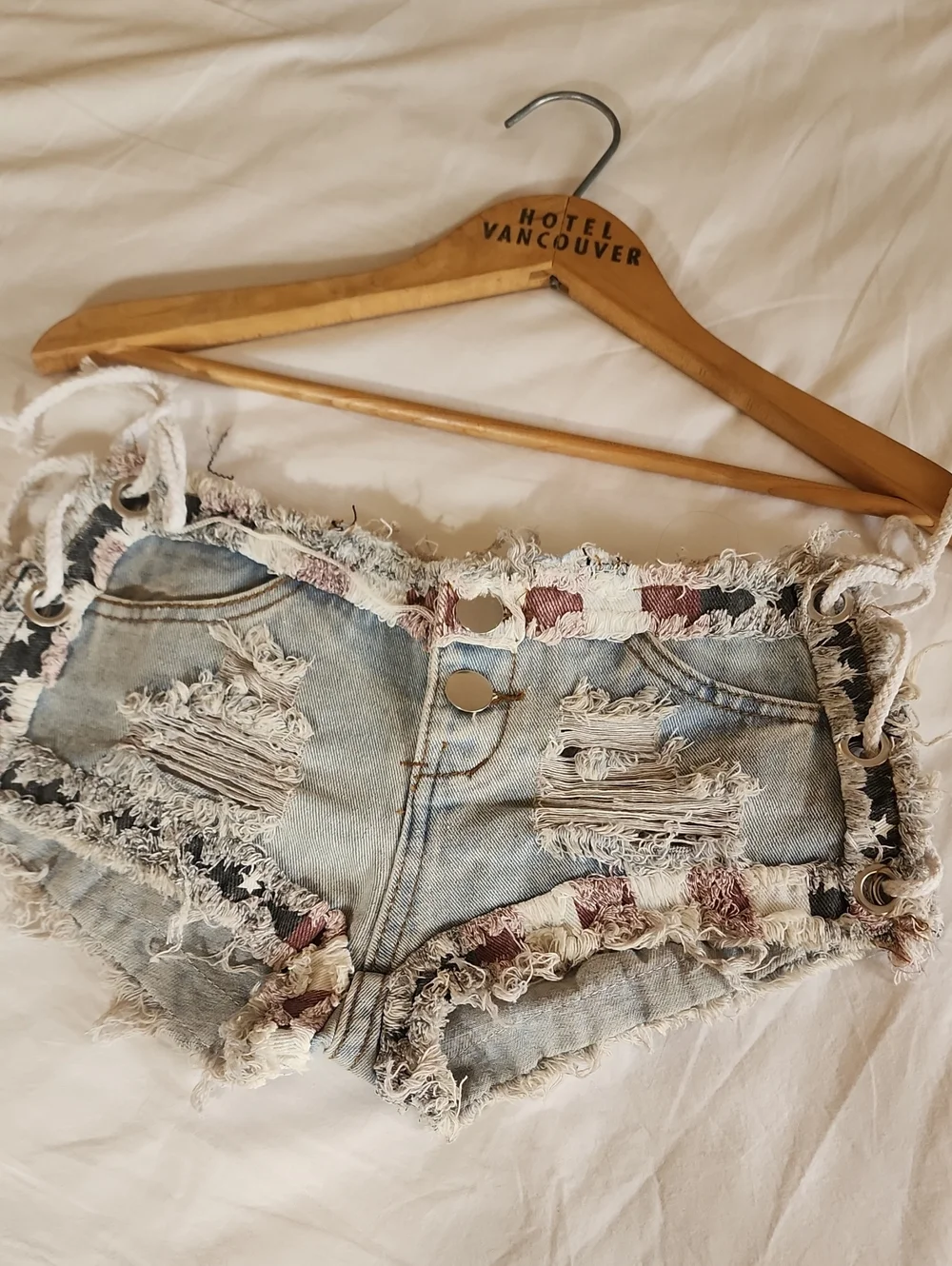 Flag Cut Off Jean Shorts Or Cover Up.